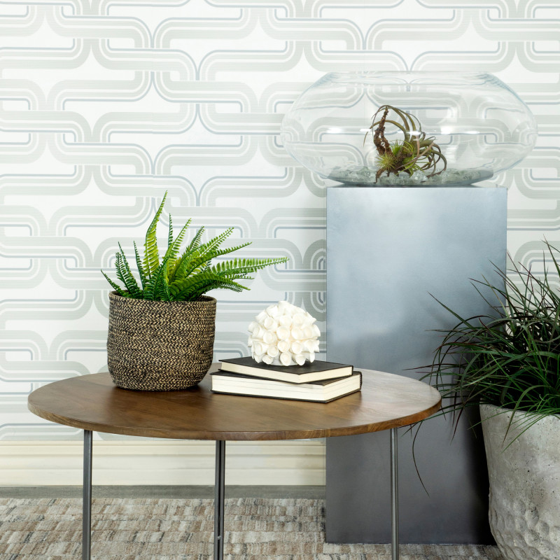 935995 Round Accent Table With Triangle Wire Base Natural And Gunmetal