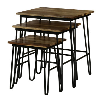 935981 3-Piece Nesting Table With Hairpin Legs Natural And Black