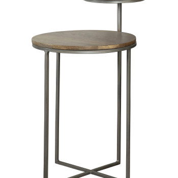 935980 Round Accent Table Natural And Gunmetal