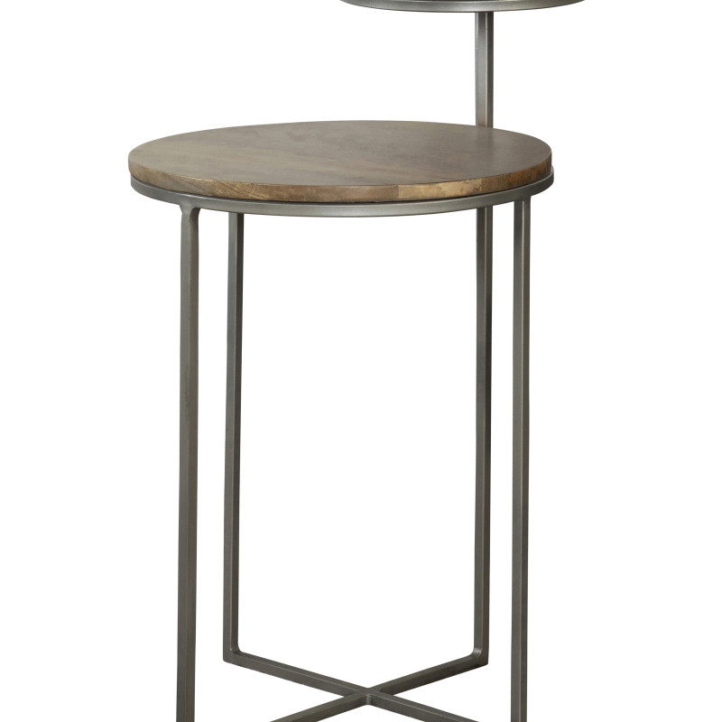 935980 Round Accent Table Natural And Gunmetal