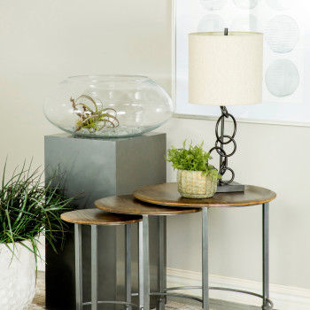 935971 3-Piece Round Nesting Table Natural And Gunmetal