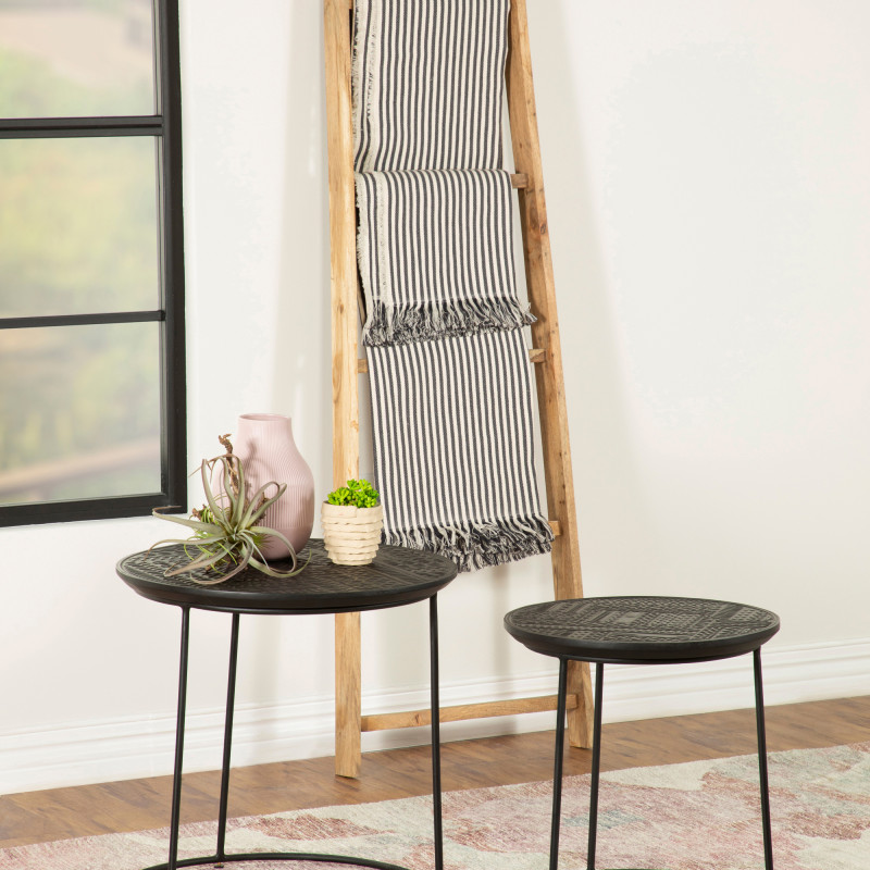 935842 2-Piece Round Nesting Table Matte Black