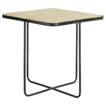 935855 Square Accent Table Travertine And Black