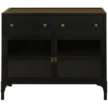 951761 2-Drawer Accent Cabinet With Glass Doors Black
