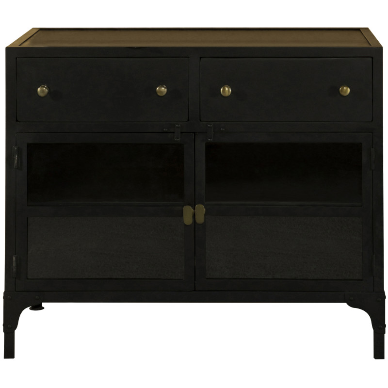 951761 2-Drawer Accent Cabinet With Glass Doors Black
