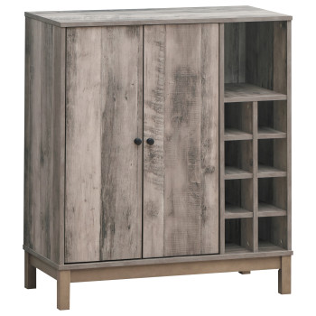 183600 2-Door Wine Cabinet With Stemware Rack Weathered Acacia