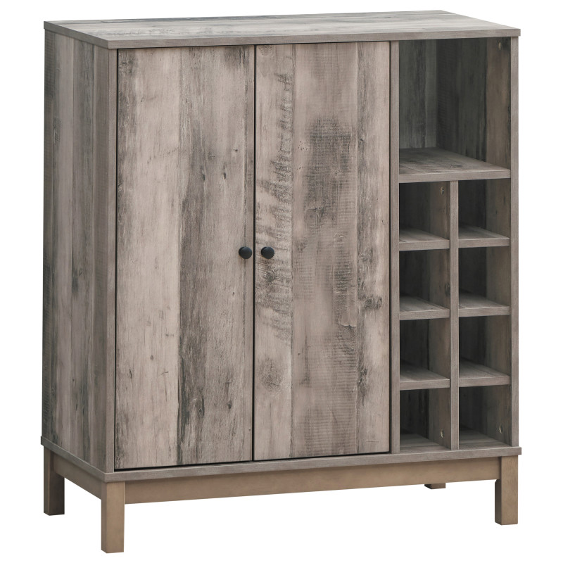 183600 2-Door Wine Cabinet With Stemware Rack Weathered Acacia
