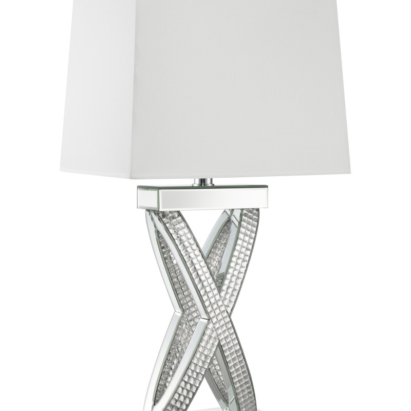 923289 Table Lamp With Square Shade White And Mirror