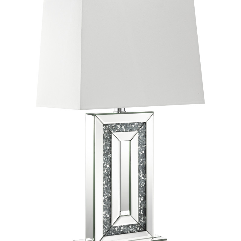 923288 Table Lamp With Square Shade White And Mirror