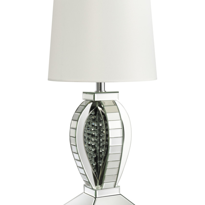 923287 Table Lamp With Drum Shade White And Mirror