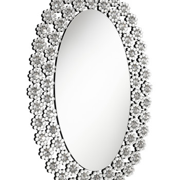 961615 Oval Wall Mirror With Faux Crystal Blossoms