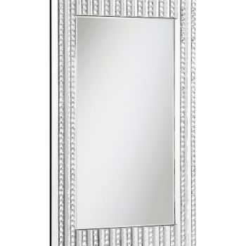 961614 Rectangular Wall Mirror With Vertical Stripes Of Faux Crystals
