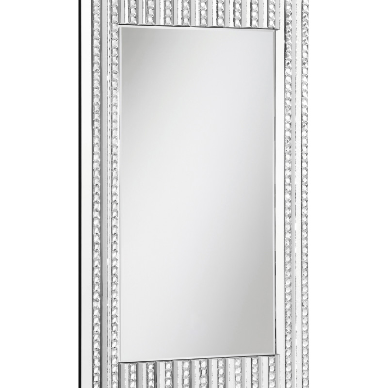 961614 Rectangular Wall Mirror With Vertical Stripes Of Faux Crystals