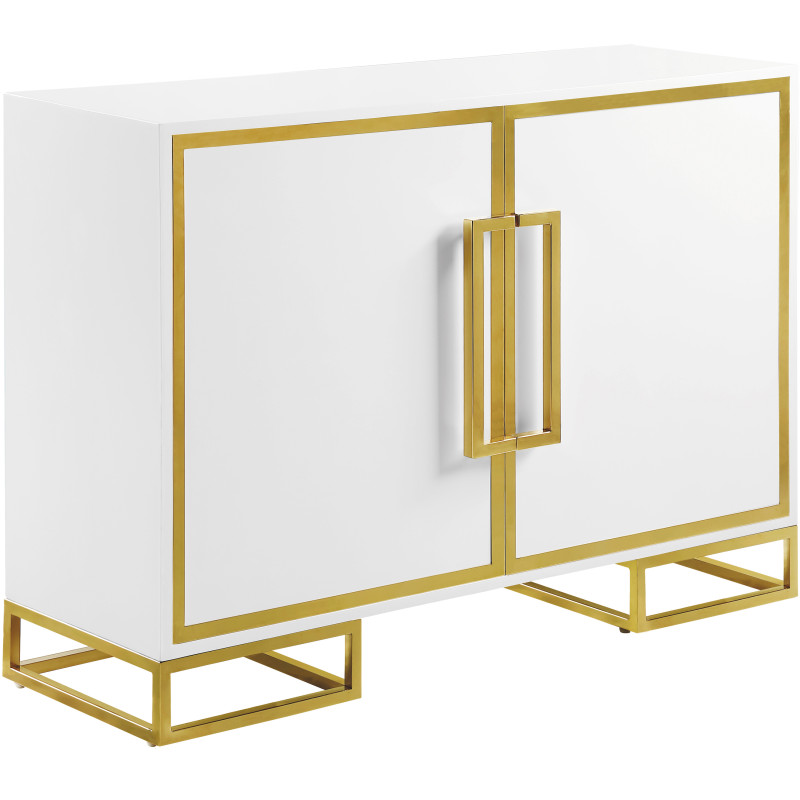 959594 2-Door Accent Cabinet With Adjustable Shelves White And Gold