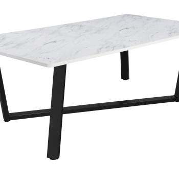 193781 Mayer Rectangular Dining Table Faux White Marble And Gunmetal