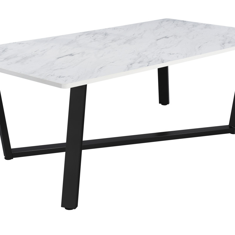 193781 Mayer Rectangular Dining Table Faux White Marble And Gunmetal