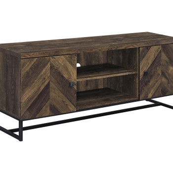 736052 2-Door TV Console With Adjustable Shelves Rustic Oak Herringbone
