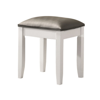 203507STL Felicity Upholstered Vanity Stool Metallic And Glossy White