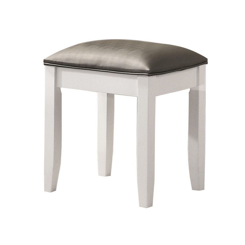203507STL Felicity Upholstered Vanity Stool Metallic And Glossy White