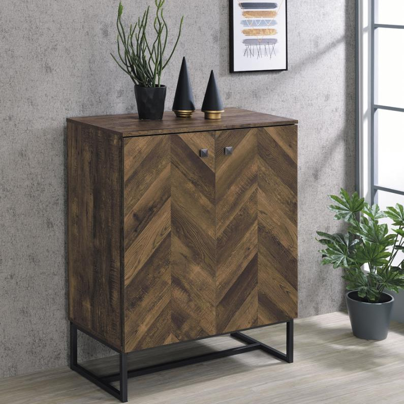 959639 2-door Accent Cabinet Rustic Oak and Gunmetal