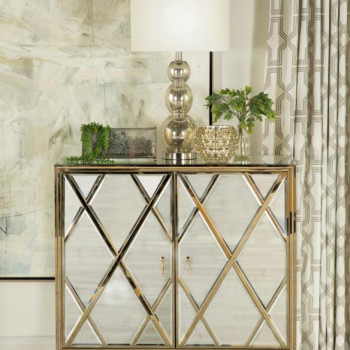 951851 2-door Accent Cabinet Mirror and Champagne