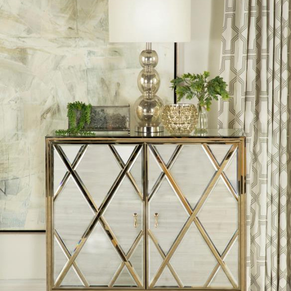 951851 2-door Accent Cabinet Mirror and Champagne