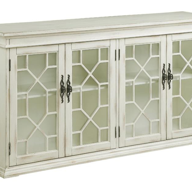 950859 4-door Accent Cabinet with Adjustable Shelves White
