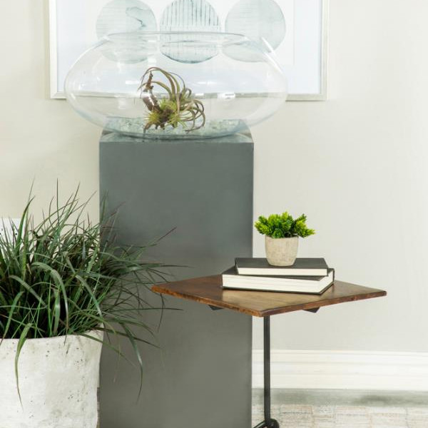 931206 Square Accent Table with Tripod Legs Dark Brown and Gunmetal