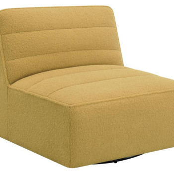 905724 Upholstered Swivel Armless Chair Mustard
