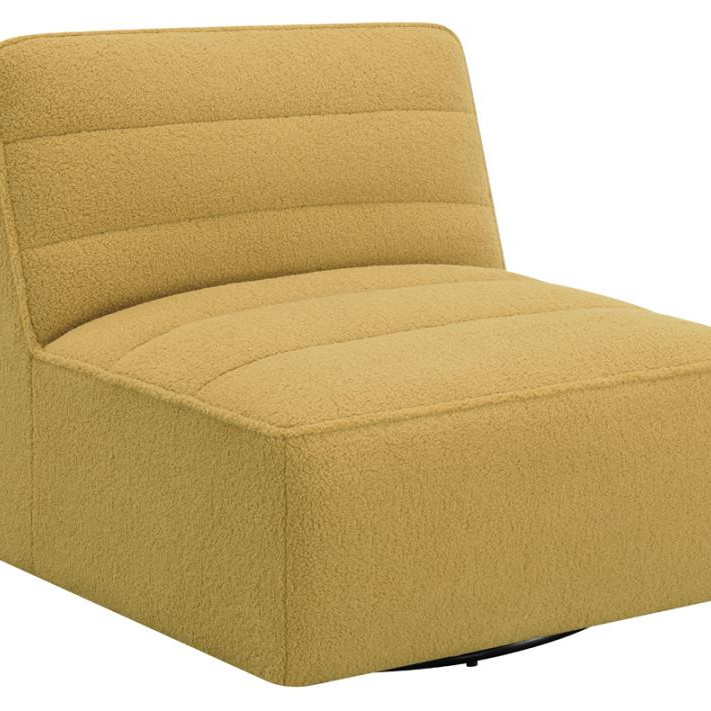905724 Upholstered Swivel Armless Chair Mustard