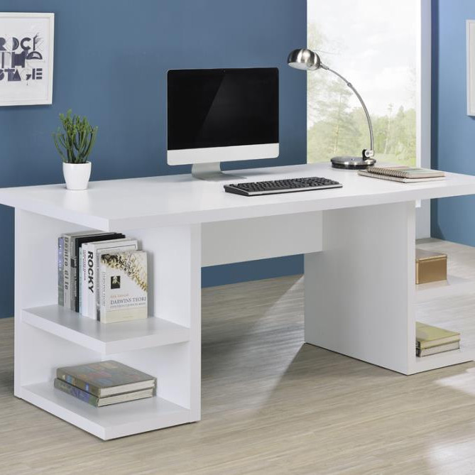 801455 Alice Writing Desk White with Open Shelves