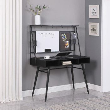 801404 Jessie Writing Desk with USB Ports Black and Gunmetal