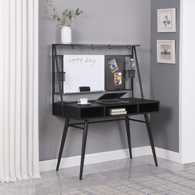 801404 Jessie Writing Desk with USB Ports Black and Gunmetal