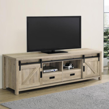 736263 Rectangular TV Console with 2 Sliding Doors