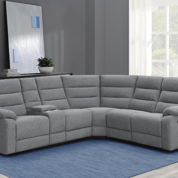 609620 David 3-piece Upholstered Motion Sectional with Pillow Arms Smoke