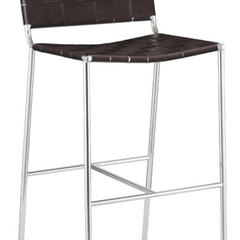 183584 Upholstered Bar Stool with Open Back Brown and Chrome