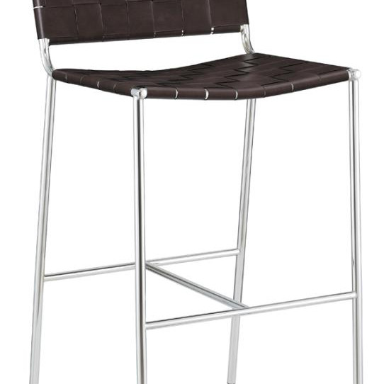 183584 Upholstered Bar Stool with Open Back Brown and Chrome