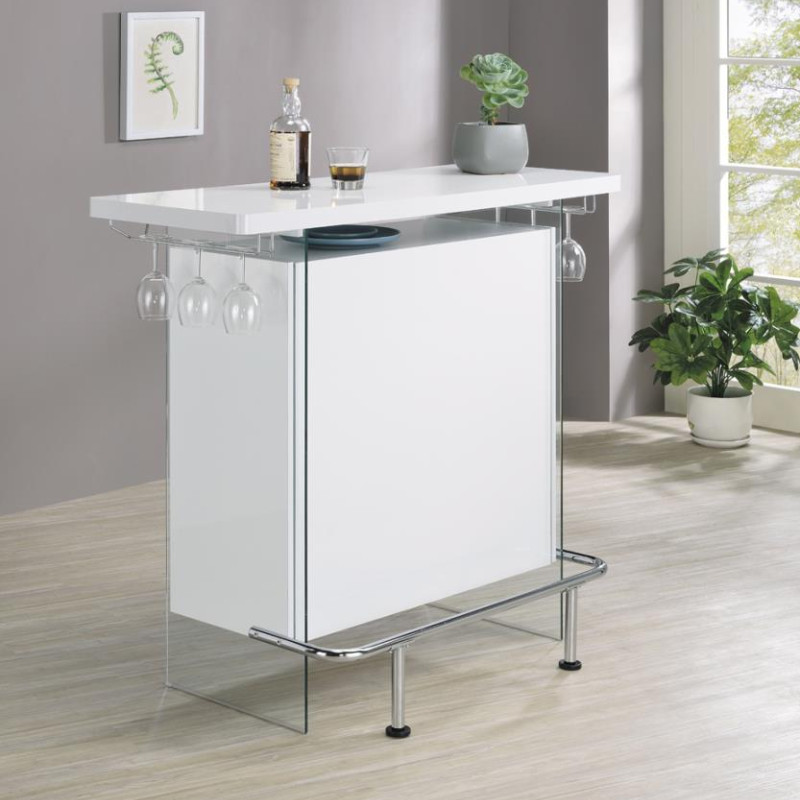 182632 Rectangular Bar Unit with Footrest and Glass Side Panels