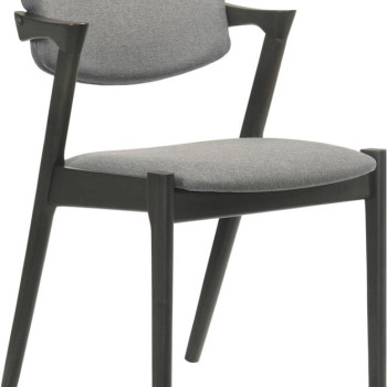 115112 Stevie Upholstered Side Chairs with Demi Arm Brown Grey and Black