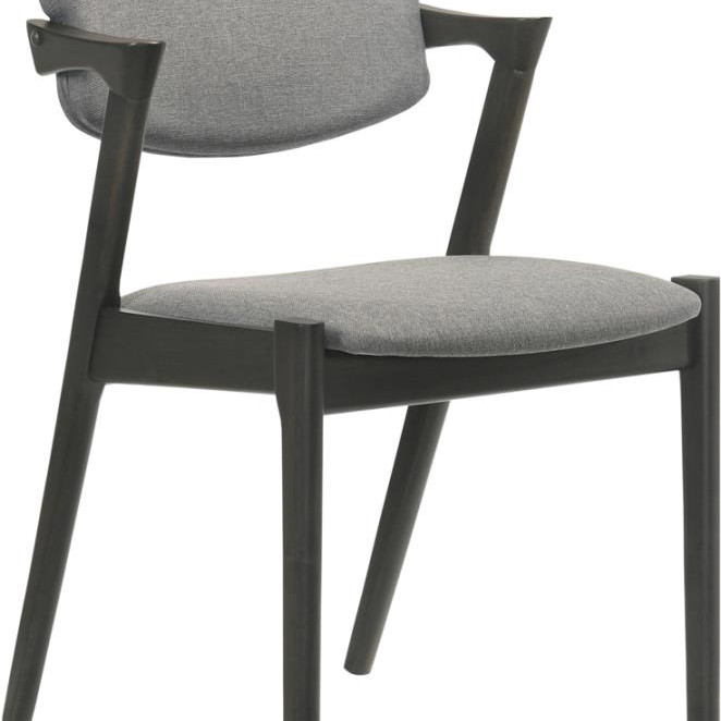 115112 Stevie Upholstered Side Chairs with Demi Arm Brown Grey and Black