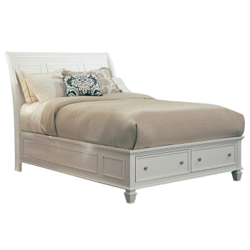 201309KE Sandy Beach Eastern King Storage Sleigh Bed White