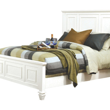 201301KW Sandy Beach California King Panel Bed With High Headboard White
