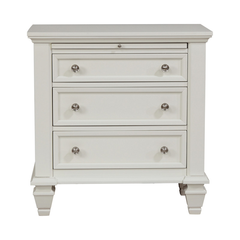201302 Sandy Beach 3-Drawer Nightstand White