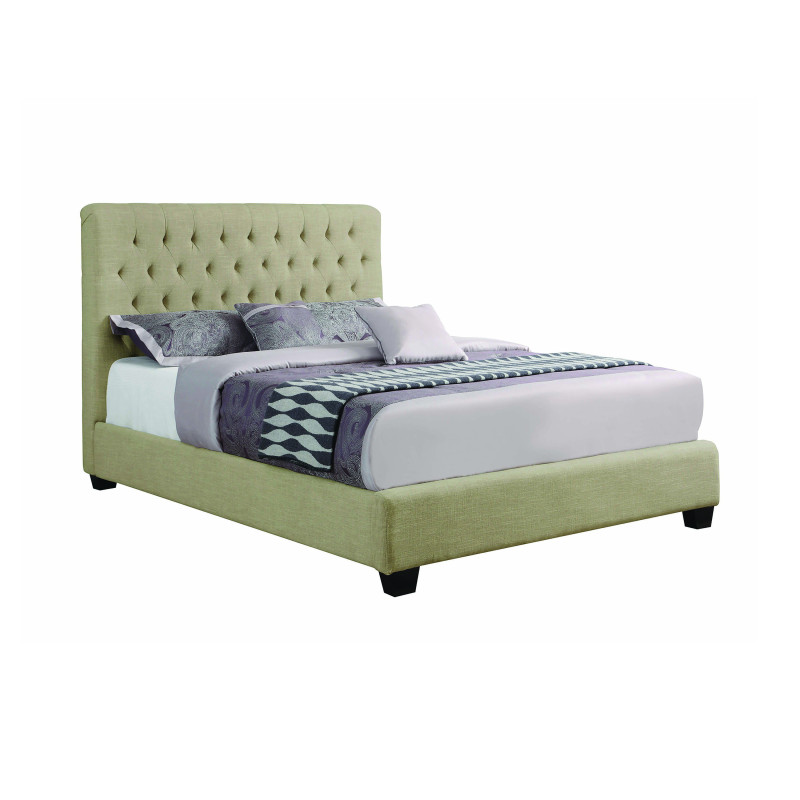 300007Q Chloe Tufted Upholstered Queen Bed Oatmeal