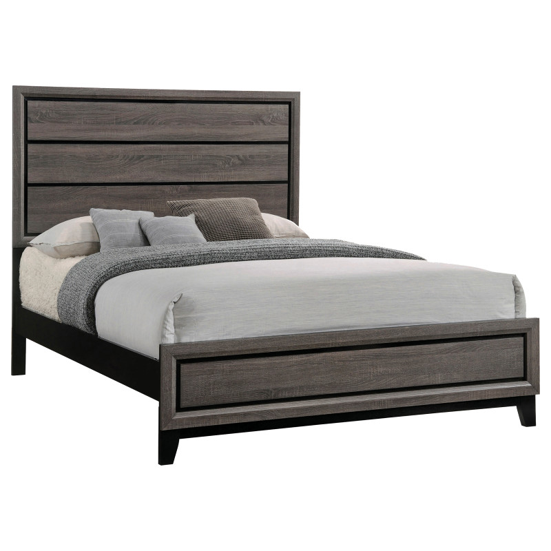 212421KW Watson California King Panel Bed Grey Oak And Black