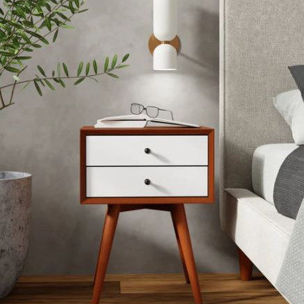 999-32 Flynn Small Nightstand, Two Tone (Acorn & White)