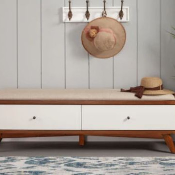 999-12 Flynn Bench, Acorn/White