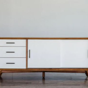 999-10 Flynn Large TV Console, Acorn/White