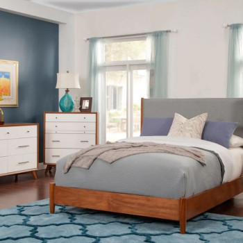 999-01Q-4PC 4PC SETS Flynn Panel Bed, Acorn/Grey