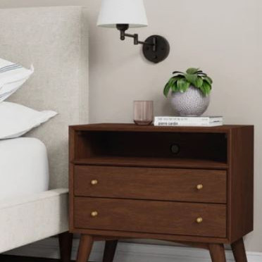 966WAL-22 Flynn Large Nightstand, Walnut